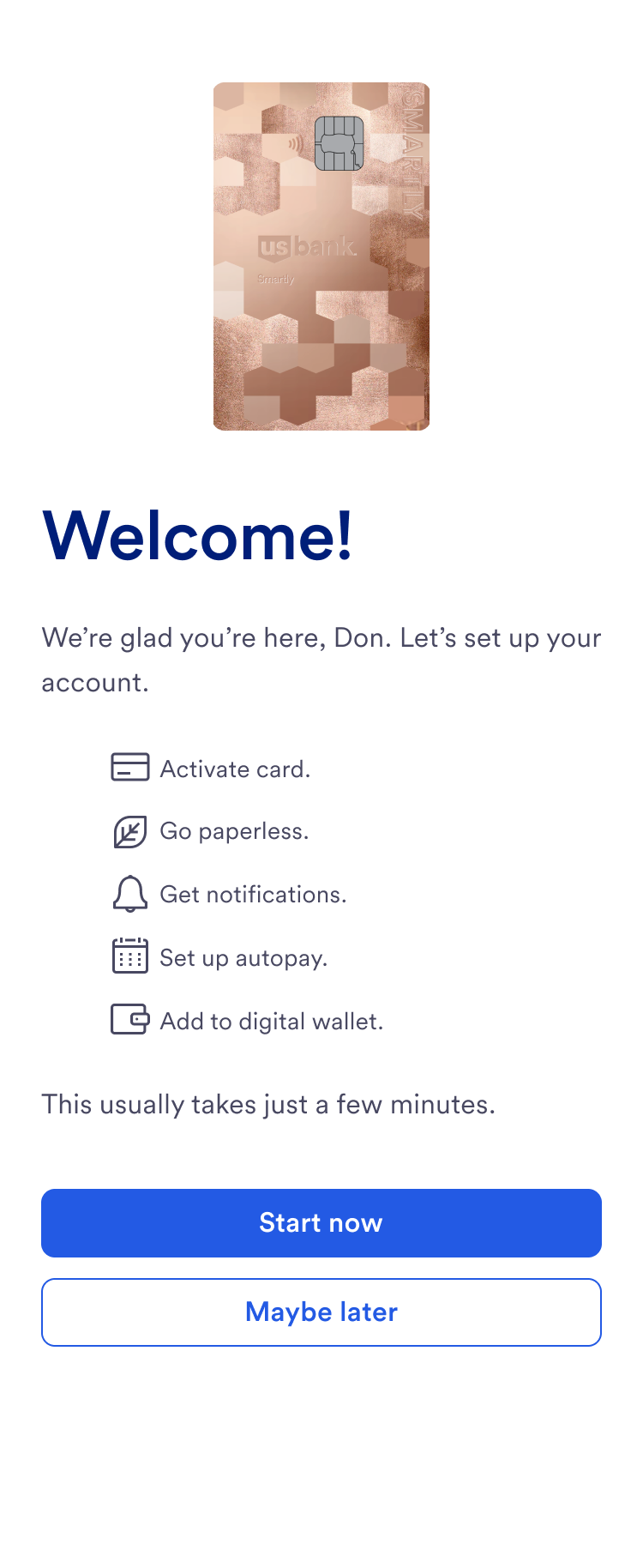 Welcome screen