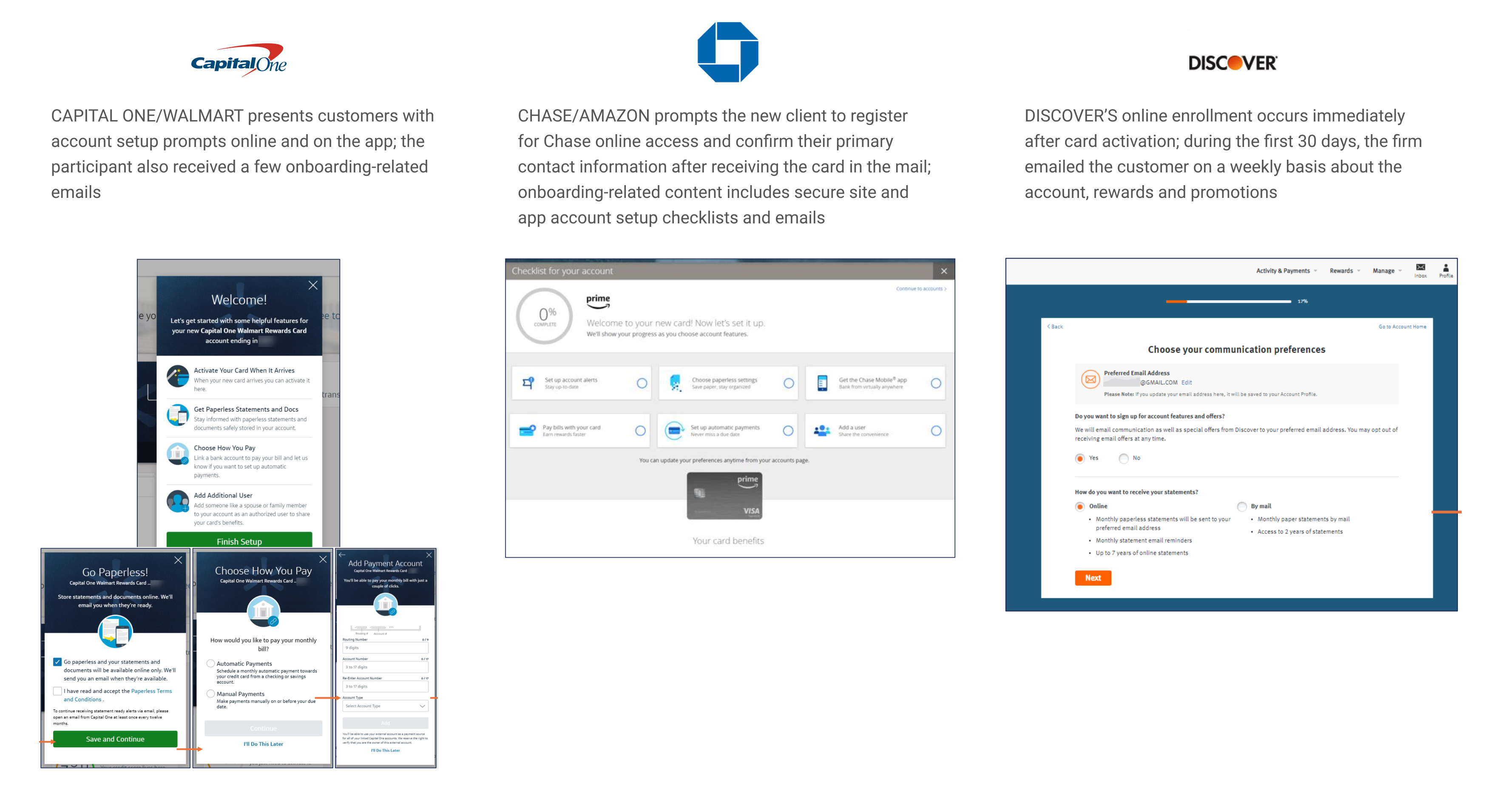 Competitor analysis of onboarding experiences
